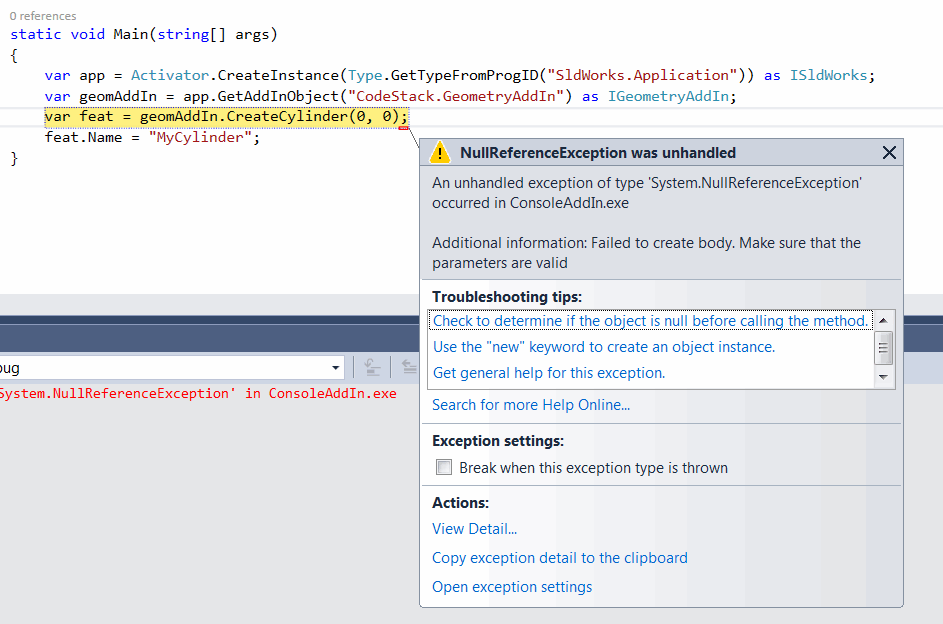 .NET exception thrown in the .NET application