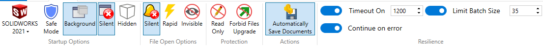Example settings to let Batch+ run in the background and also handle the saving of the files
