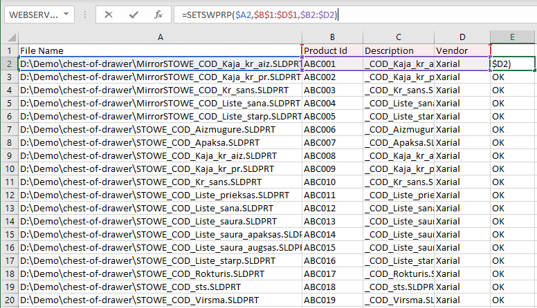 Batch updating 3 properties for multiple files