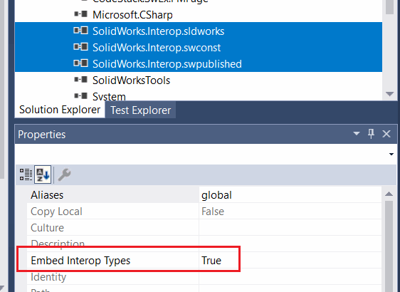 SOLIDWORKS interop option is reset to True after the update