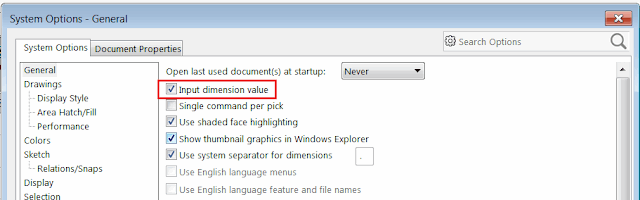 Option to input dimension value on creation