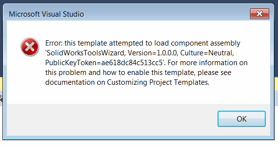 SolidWorksToolsWizard component load error