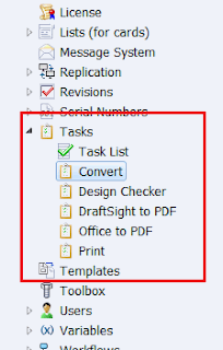 List of standard tasks in the Administration Panel