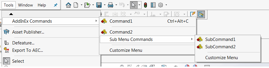 Sub-menus and spacer