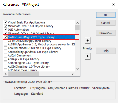 Document Manager Reference added to the macro