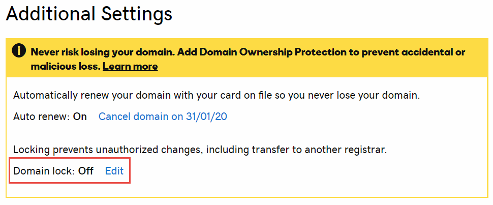 Remove domain lock in the domain