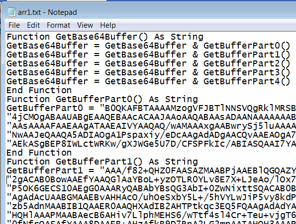 Base64 encoded string split by functions