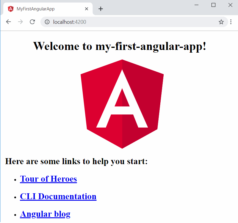 浏览器中的第一个 Angular 应用程序