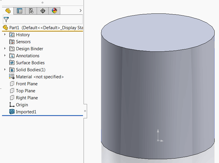 Cylinder geometry feature created from the add-in menu