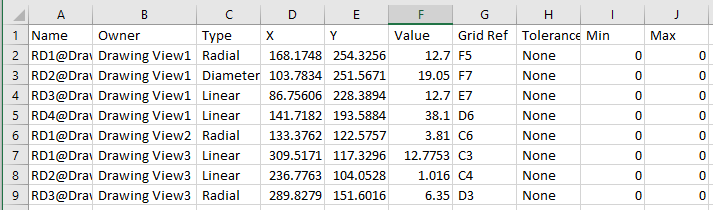 在Excel中打开的尺寸信息