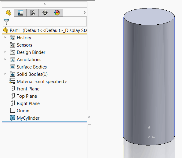 Cylinder geometry created from the macro