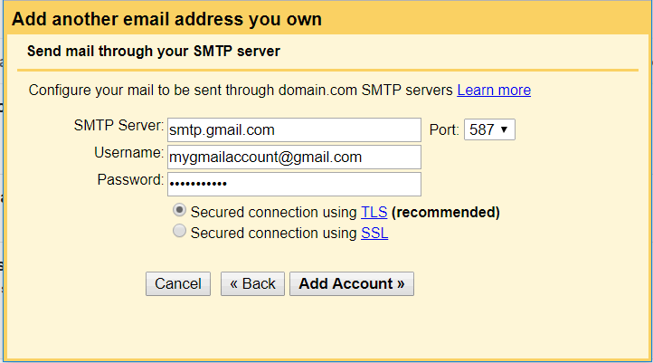 指定SMTP设置