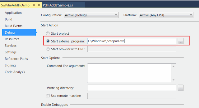 在外部 Notepad 应用程序中开始调试