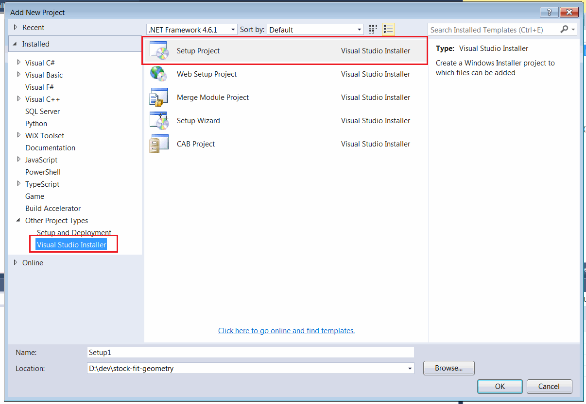 Visual Studio安装程序的项目模板